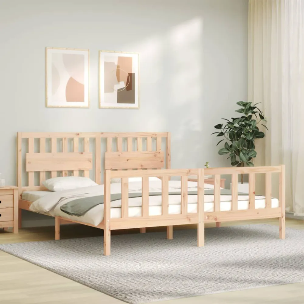 Bedframe met hoofdbord massief hout
