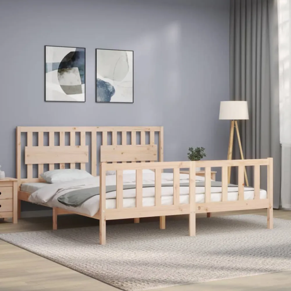 Bedframe met hoofdbord massief hout