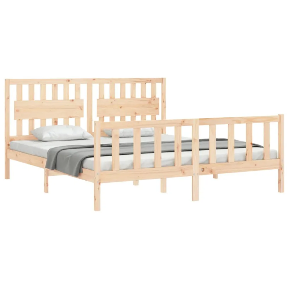 Bedframe met hoofdbord massief hout