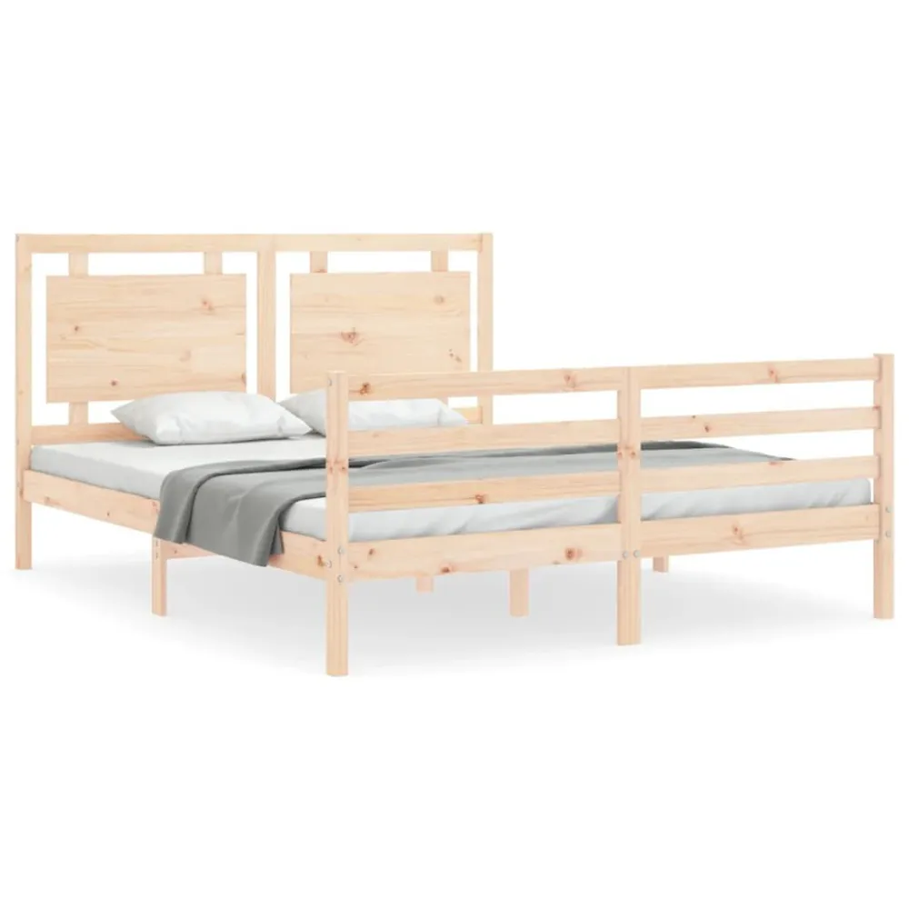 Bedframe met hoofdbord massief hout