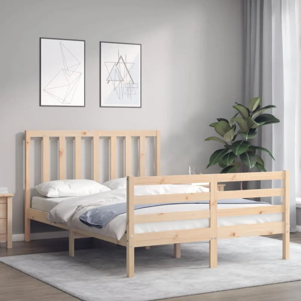 Bedframe met hoofdbord massief hout