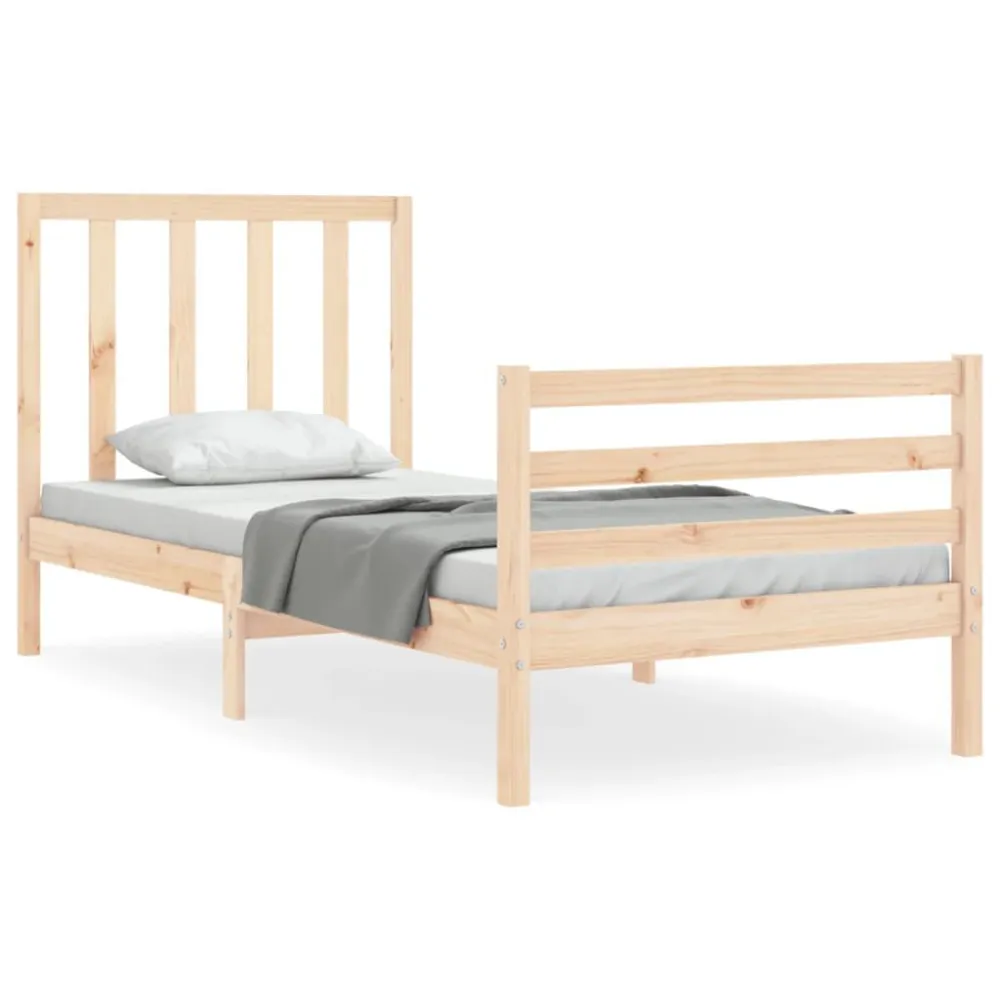 Bedframe met hoofdbord massief hout
