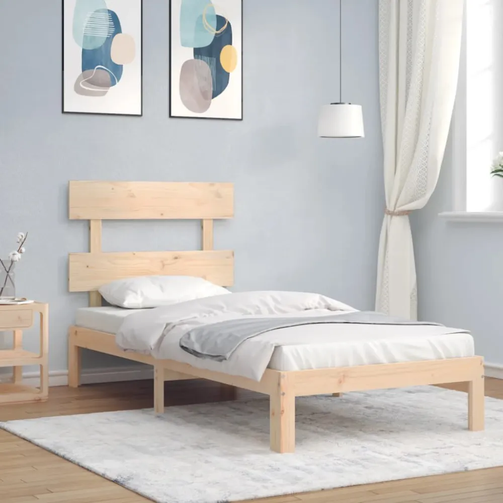 Bedframe met hoofdbord massief hout