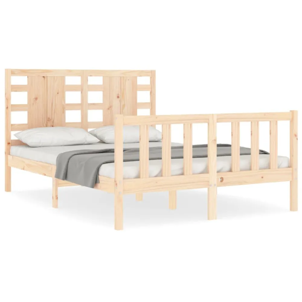Bedframe met hoofdbord massief hout