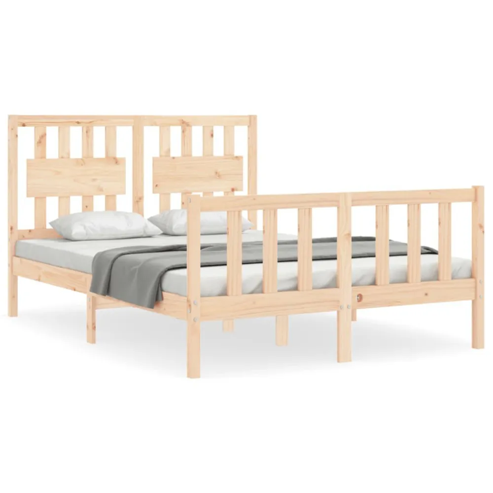Bedframe met hoofdbord massief hout