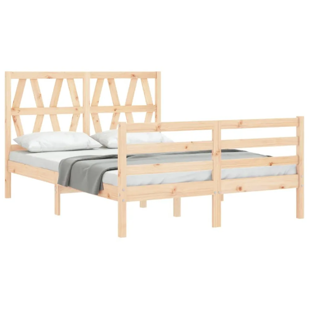 Bedframe met hoofdbord massief hout