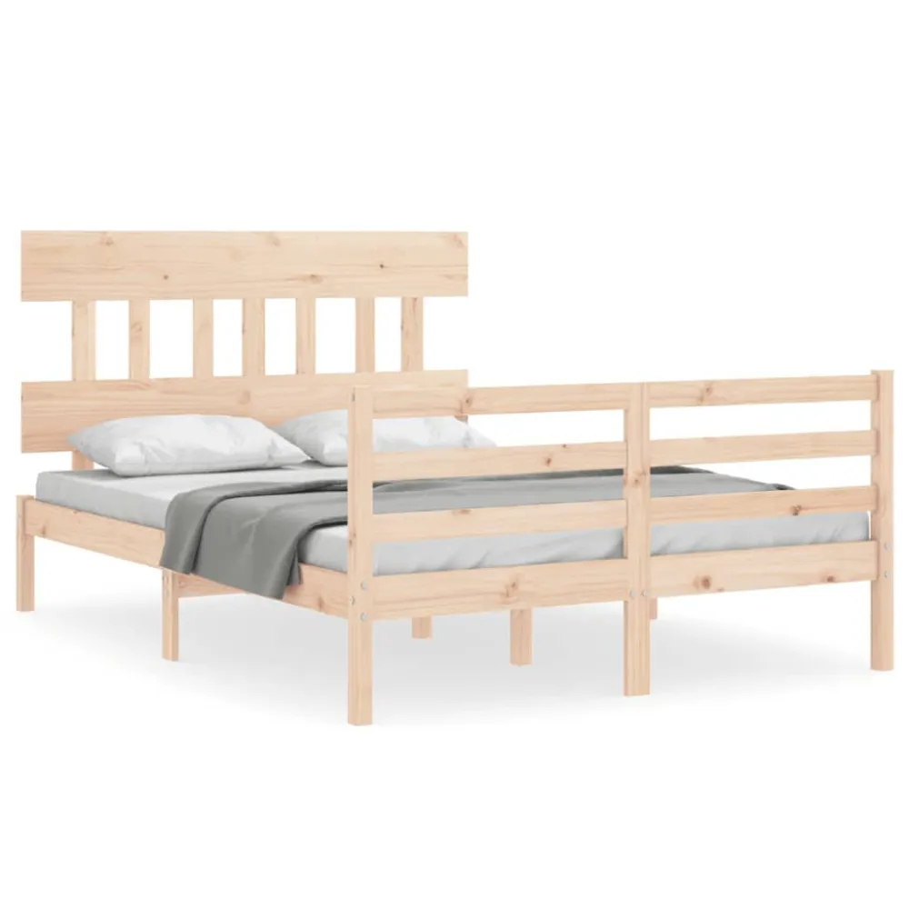 Bedframe met hoofdbord massief hout