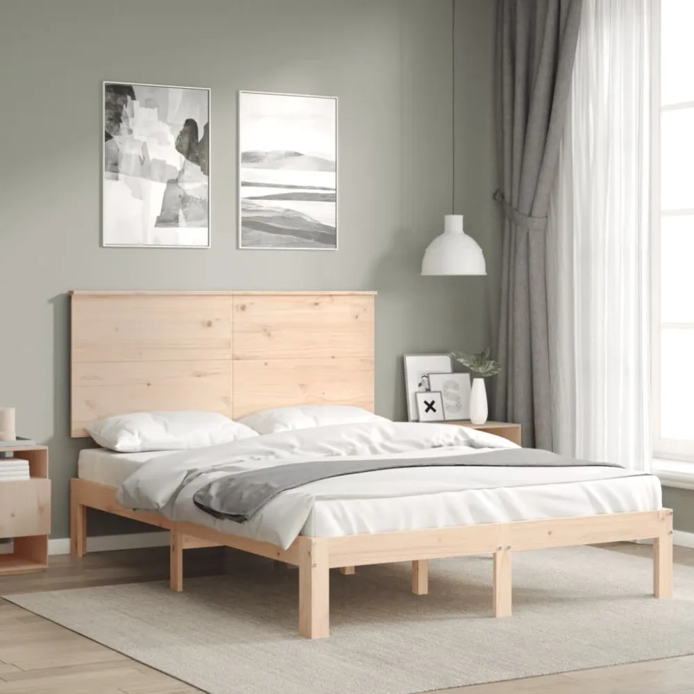 Bedframe met hoofdbord massief hout