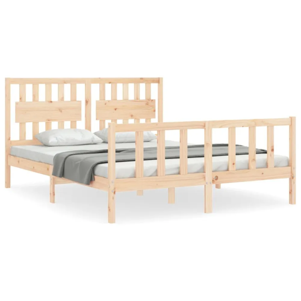 Bedframe met hoofdbord massief hout
