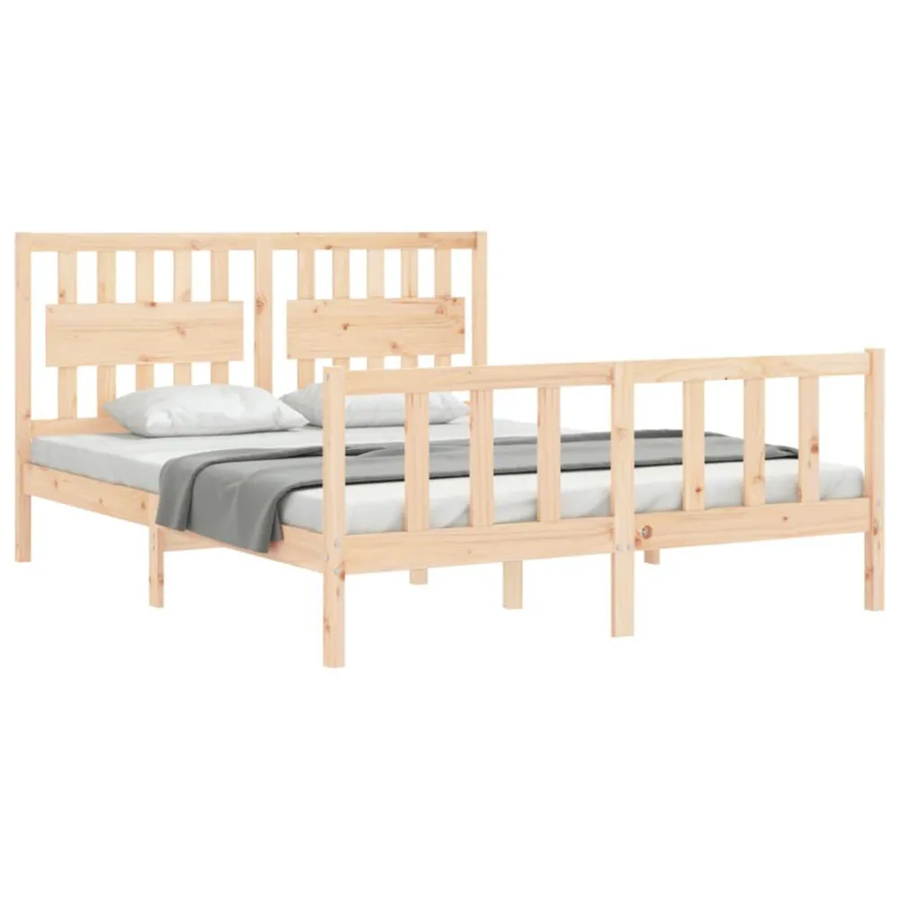 Bedframe met hoofdbord massief hout