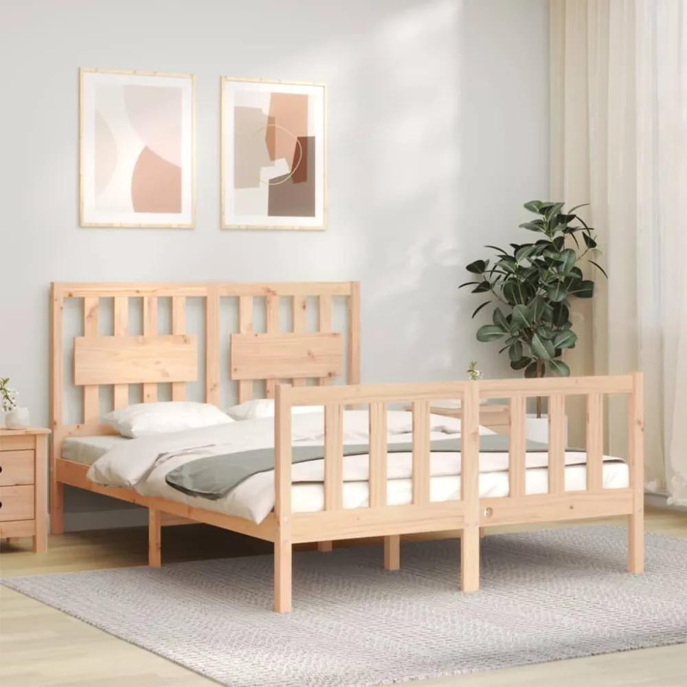 Bedframe met hoofdbord massief hout