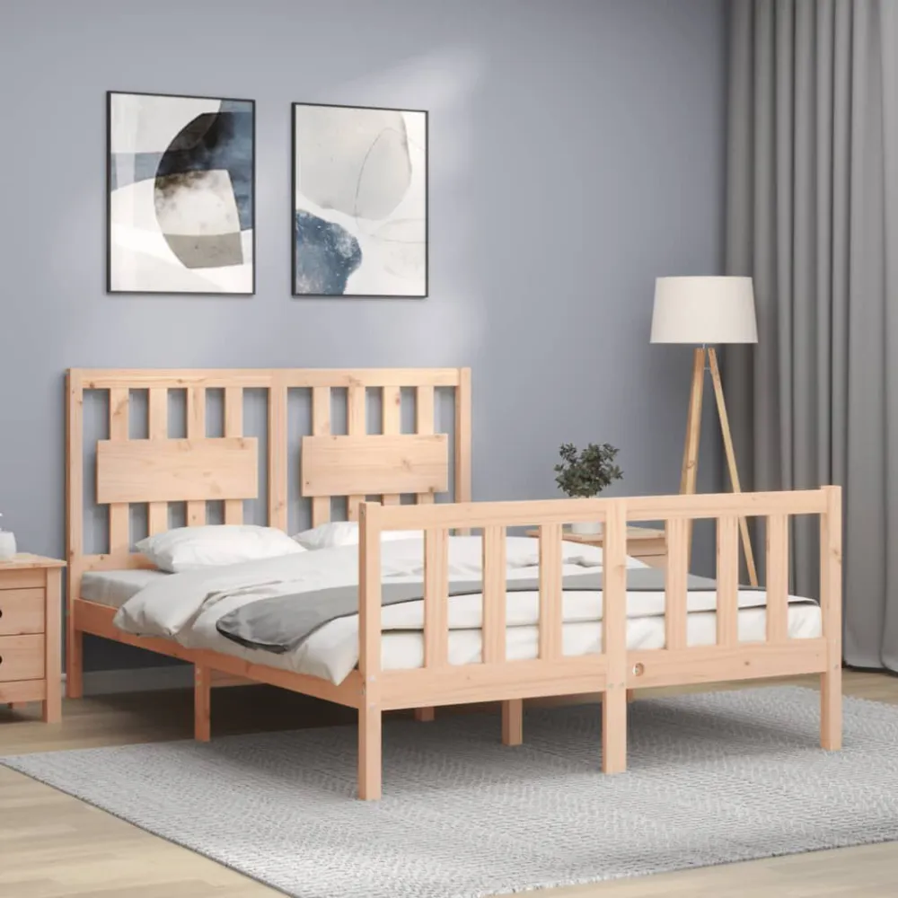 Bedframe met hoofdbord massief hout