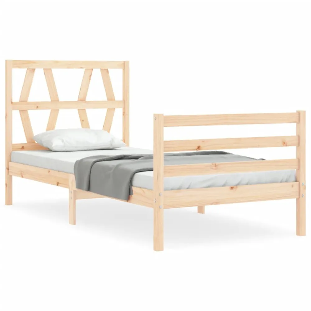 Bedframe met hoofdbord massief hout