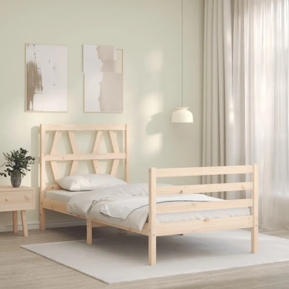 Bedframe met hoofdbord massief hout