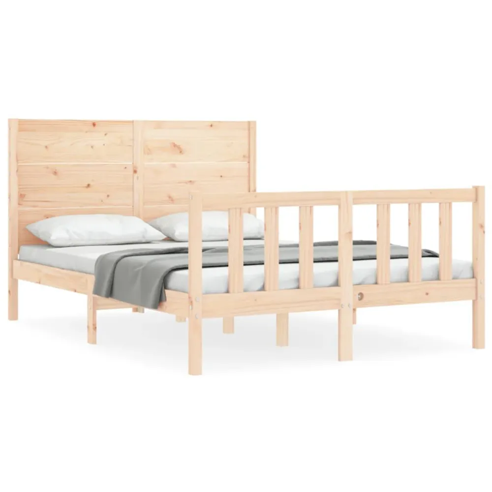 Bedframe met hoofdbord massief hout