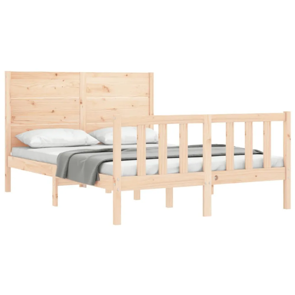 Bedframe met hoofdbord massief hout