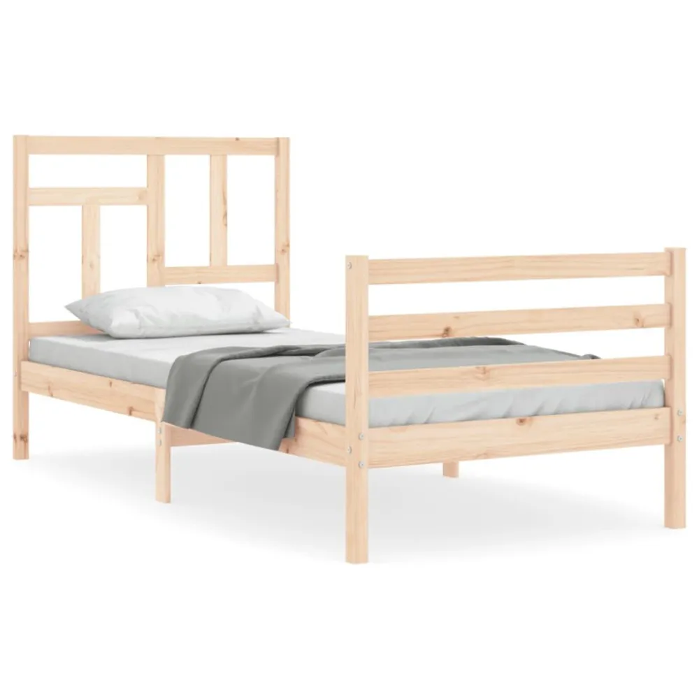 Bedframe met hoofdbord massief hout