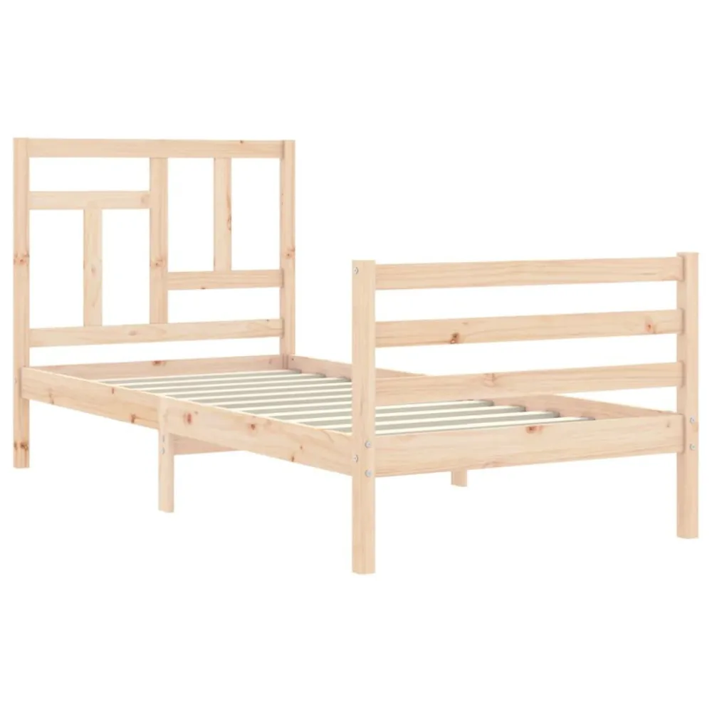 Bedframe met hoofdbord massief hout