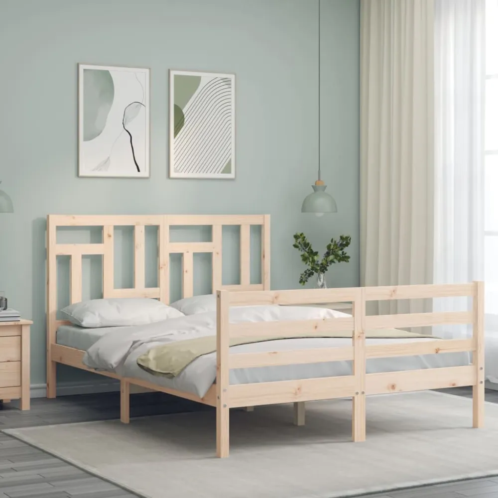 Bedframe met hoofdbord massief hout