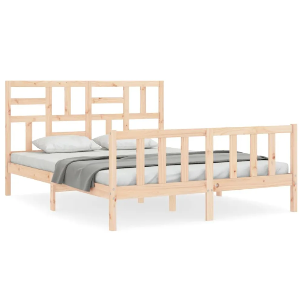 Bedframe met hoofdbord massief hout