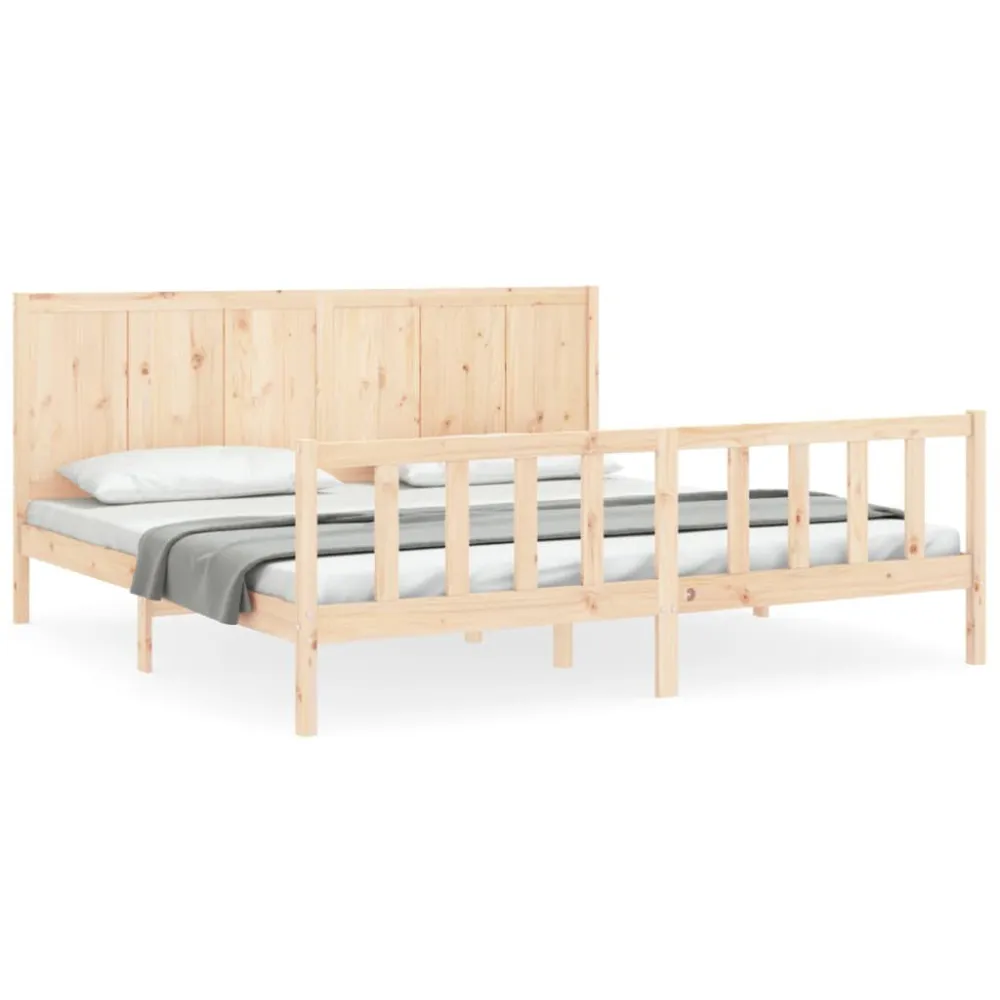 Bedframe met hoofdbord massief hout