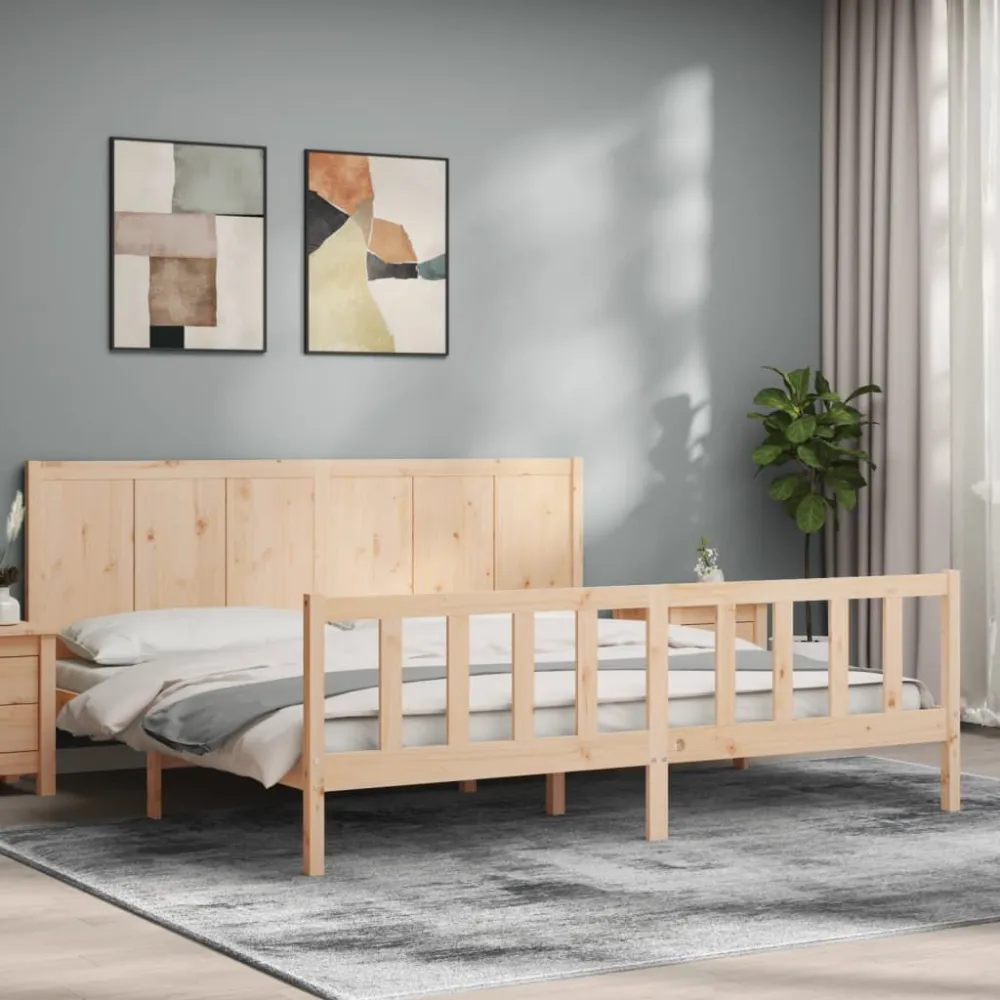 Bedframe met hoofdbord massief hout