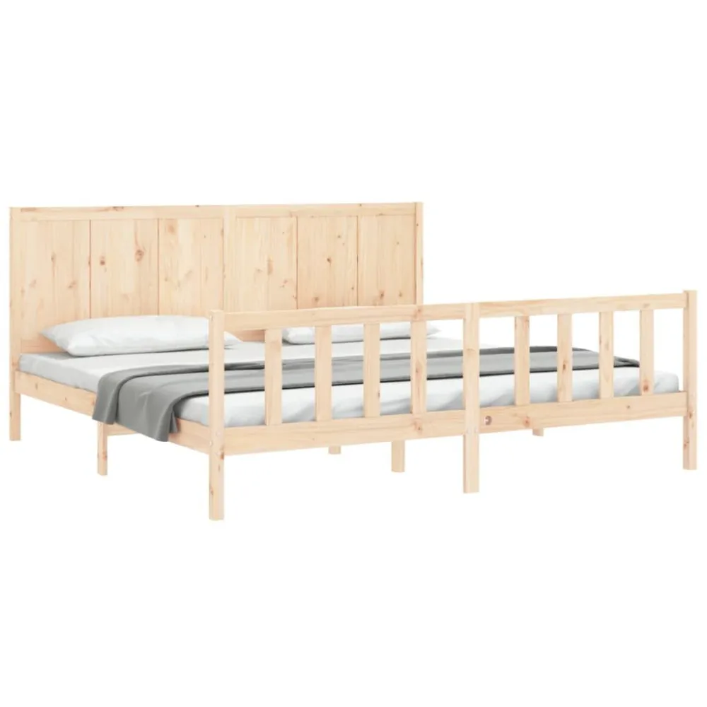 Bedframe met hoofdbord massief hout