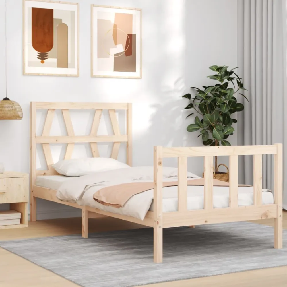 Bedframe met hoofdbord massief hout