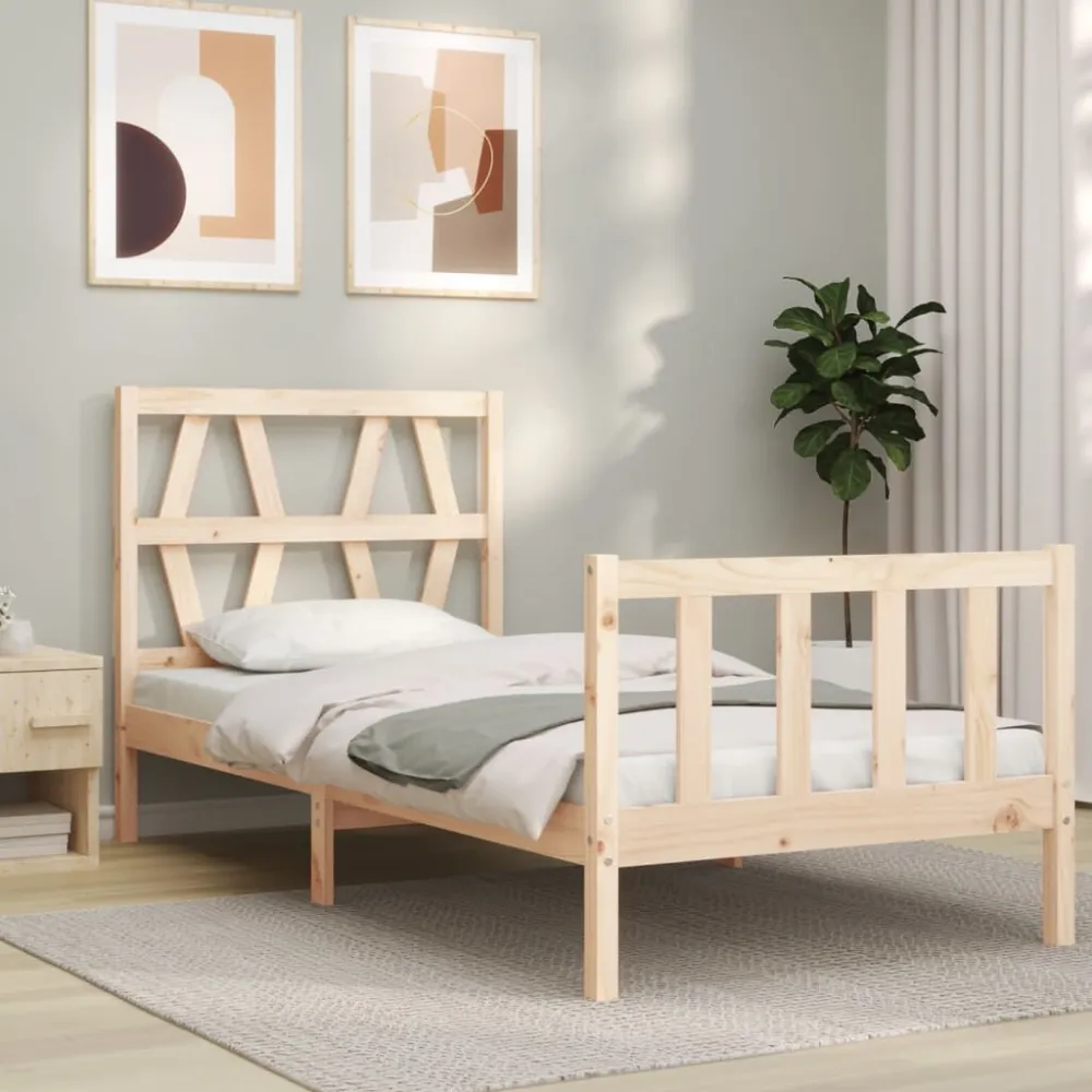 Bedframe met hoofdbord massief hout