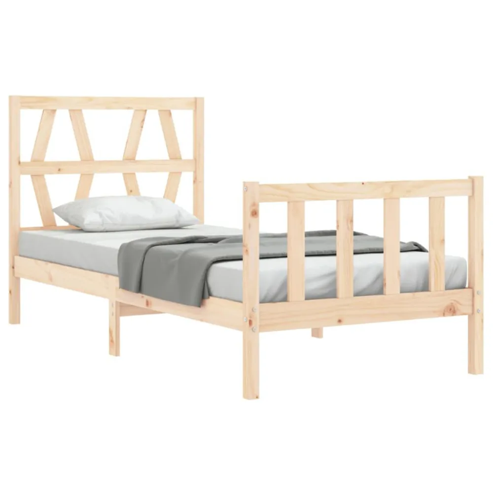Bedframe met hoofdbord massief hout