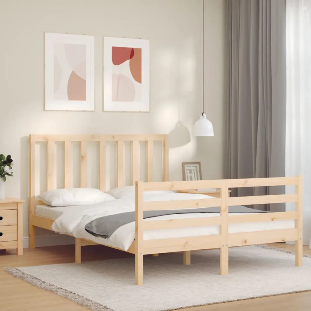 Bedframe met hoofdbord massief hout