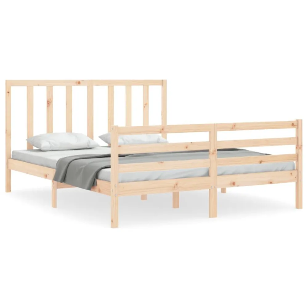 Bedframe met hoofdbord massief hout