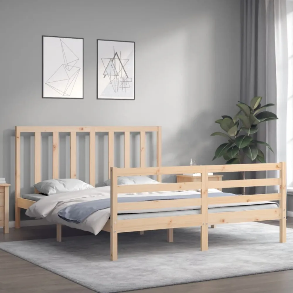 Bedframe met hoofdbord massief hout