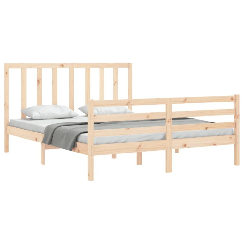 Bedframe met hoofdbord massief hout