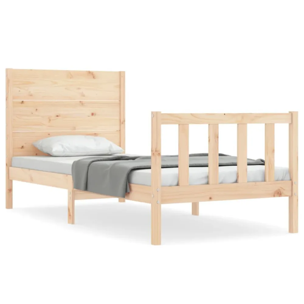 Bedframe met hoofdbord massief hout
