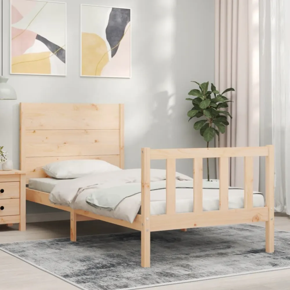 Bedframe met hoofdbord massief hout