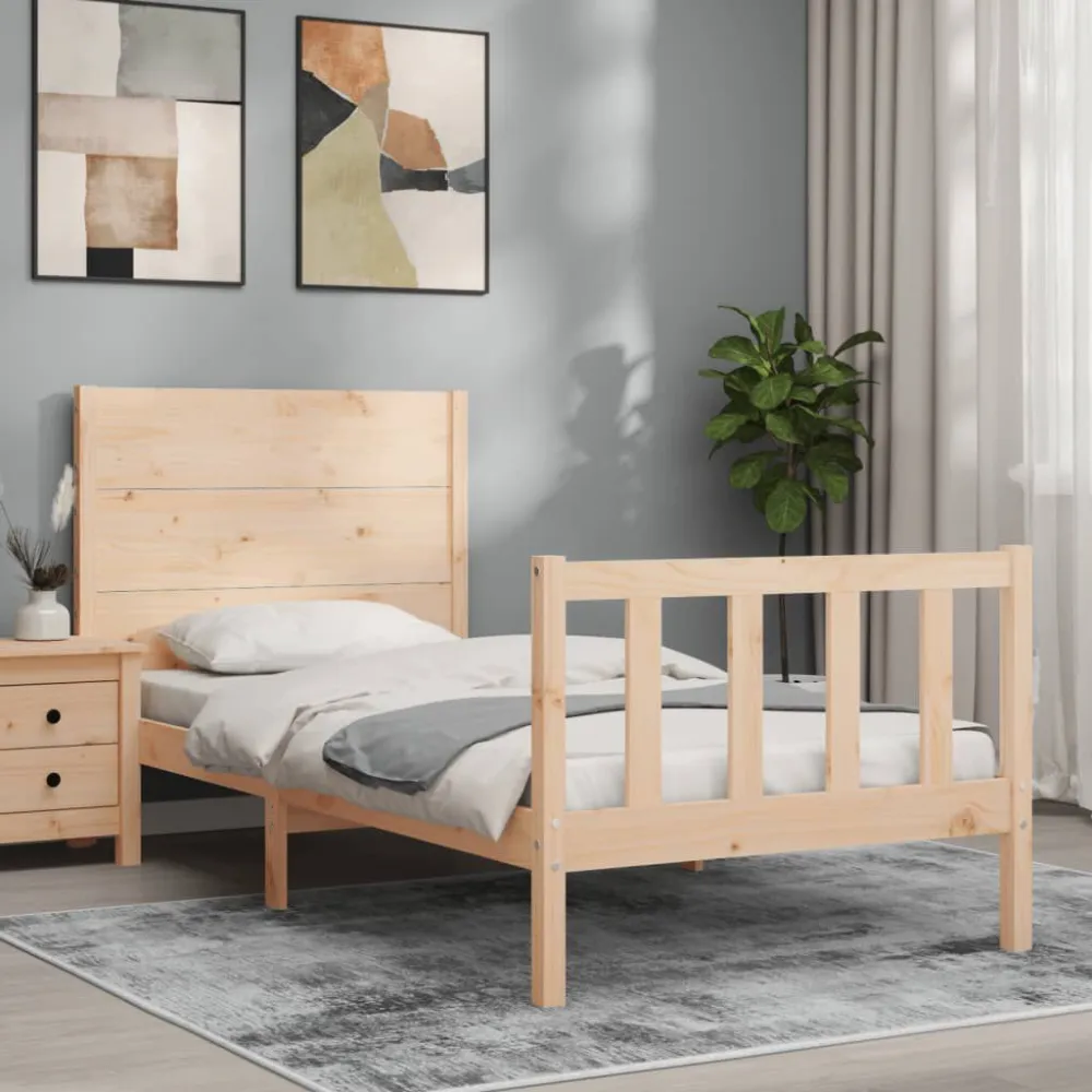 Bedframe met hoofdbord massief hout