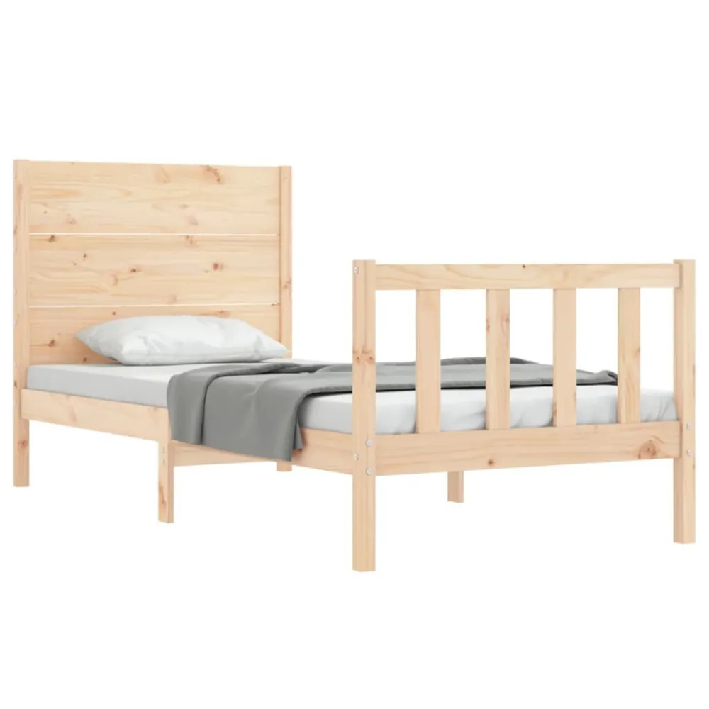 Bedframe met hoofdbord massief hout