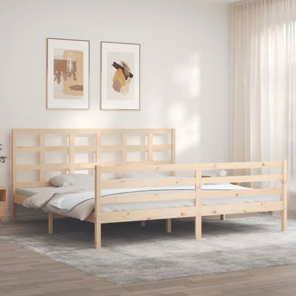 Bedframe met hoofdbord massief hout