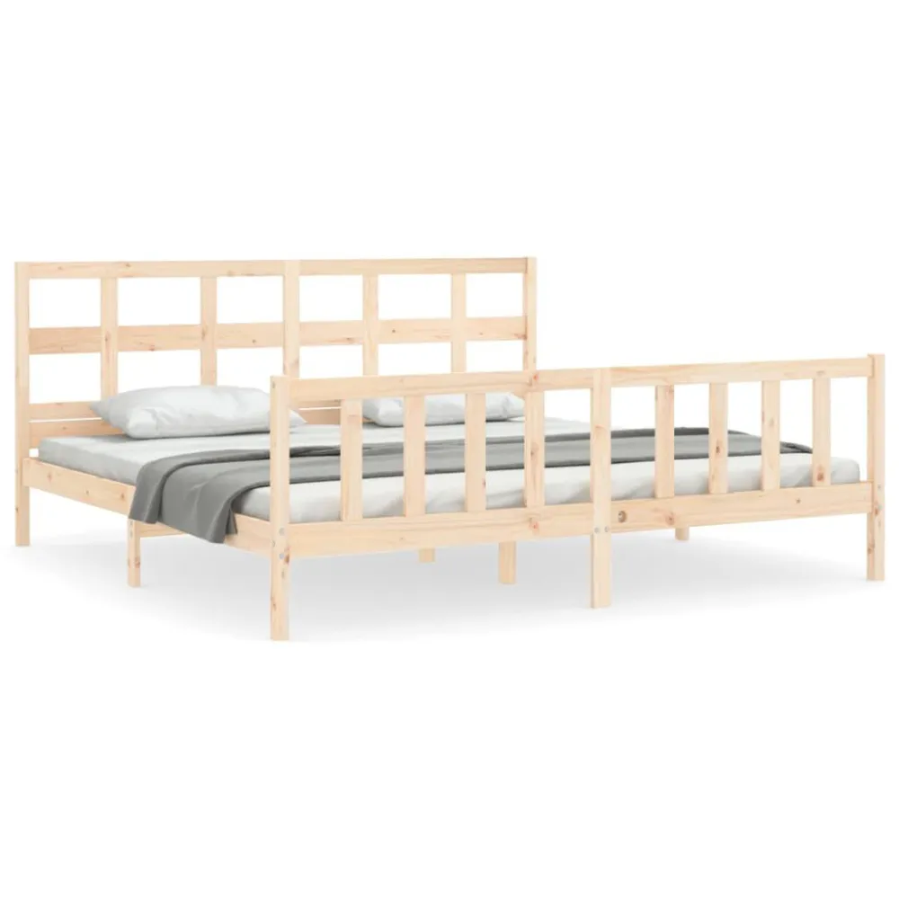 Bedframe met hoofdbord massief hout