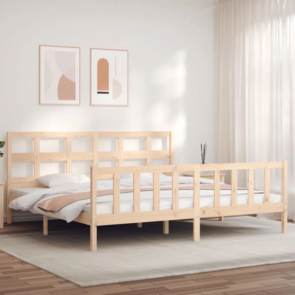Bedframe met hoofdbord massief hout