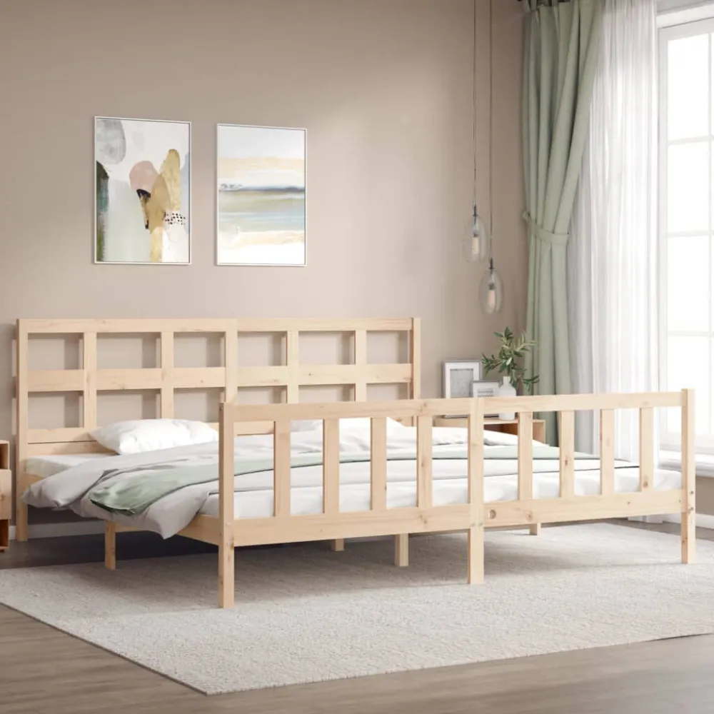 Bedframe met hoofdbord massief hout