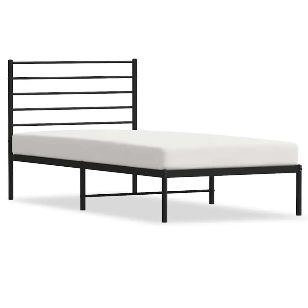 Bedframe met hoofdbord metaal zwart 100x190 cm