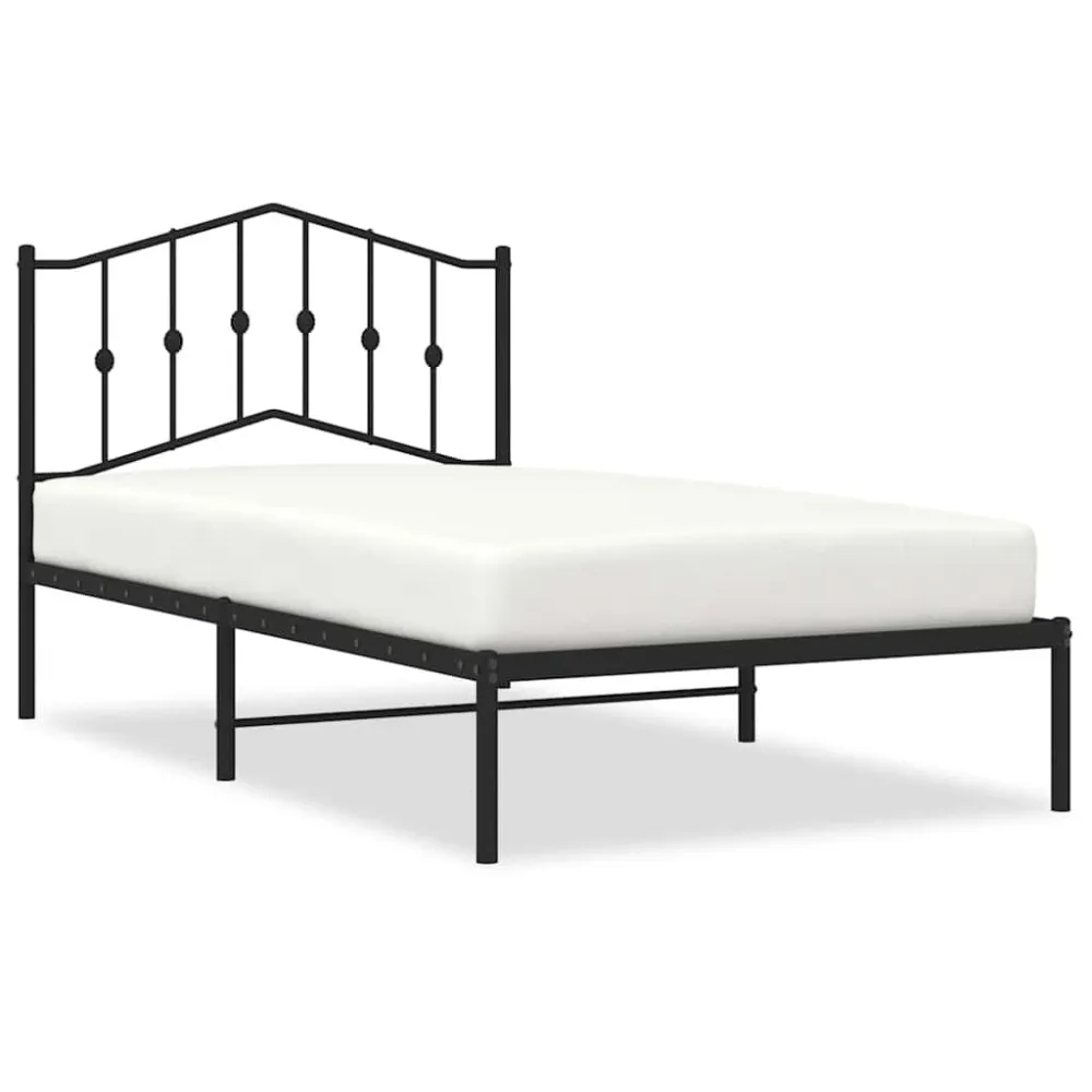 Bedframe met hoofdbord metaal zwart 100x190 cm