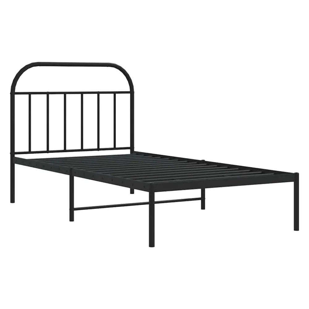 Bedframe met hoofdbord metaal zwart 100x190 cm