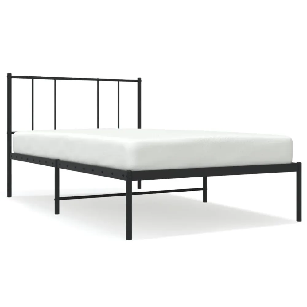 Bedframe met hoofdbord metaal zwart 100x200 cm