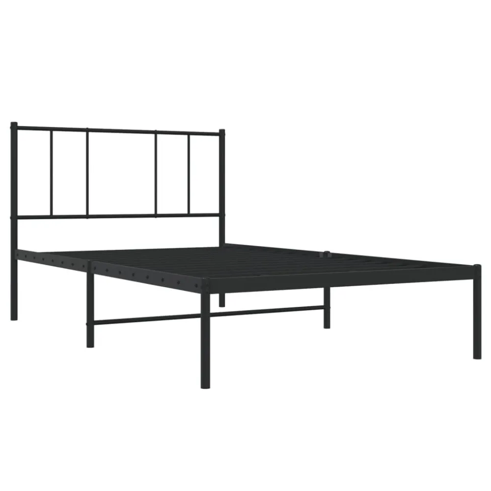 Bedframe met hoofdbord metaal zwart 100x200 cm