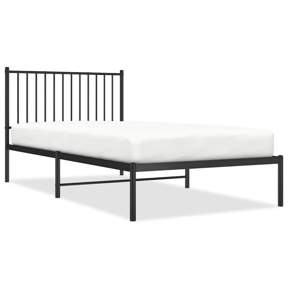 Bedframe met hoofdbord metaal zwart 100x200 cm