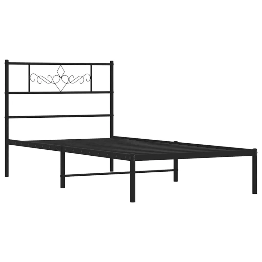 Bedframe met hoofdbord metaal zwart 100x200 cm
