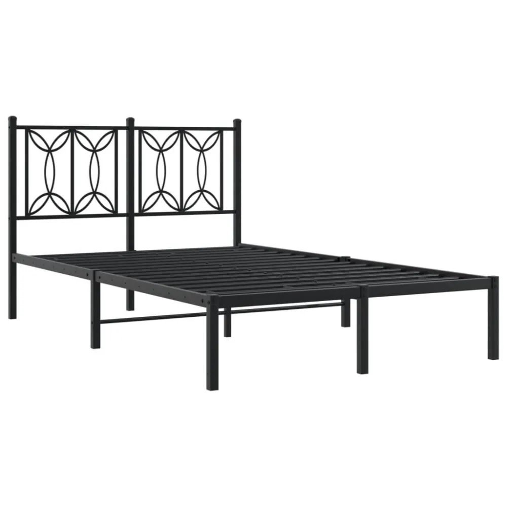 Bedframe met hoofdbord metaal zwart 120x190 cm